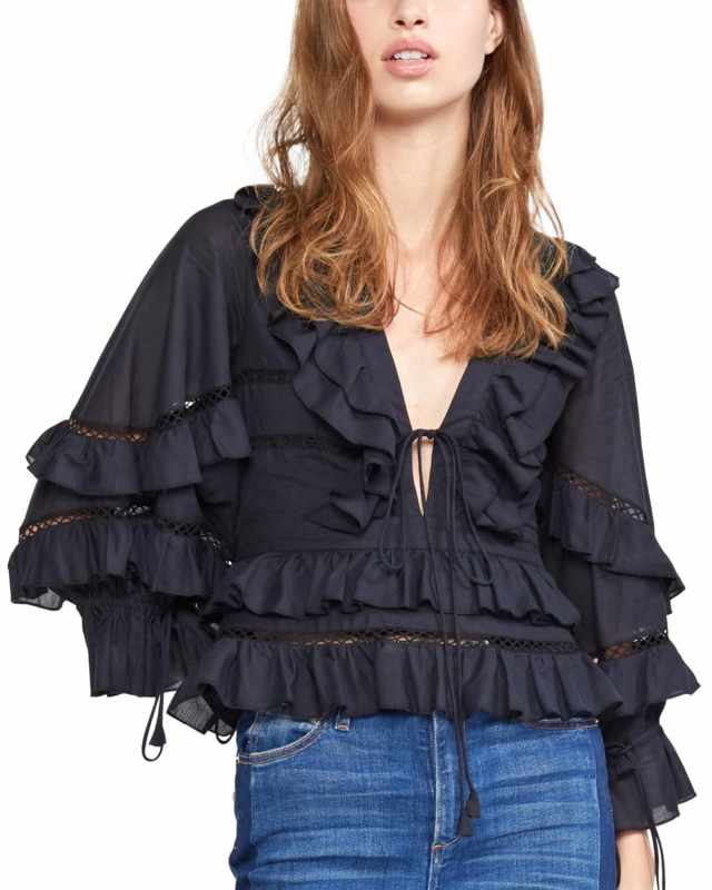 Stella Tie-Front Tiered Ruffle Top